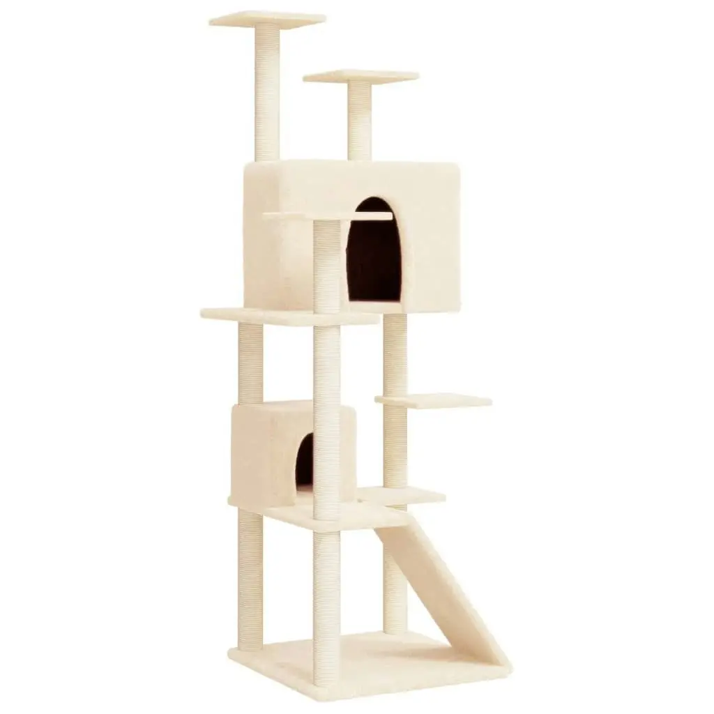 Cat Tree with Sisal Scratching Posts Cream 153 cm 171693