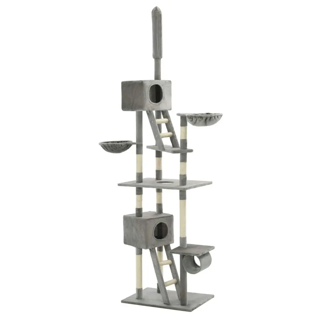 Cat Tree with Sisal Scratching Posts 230-260 cm Grey 170522