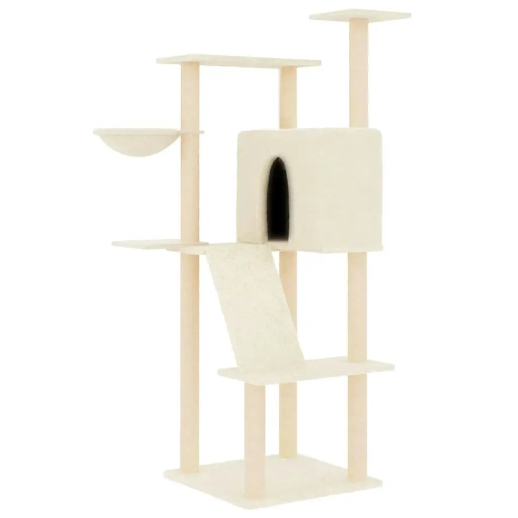 Cat Tree with Sisal Scratching Posts Cream 143 cm 171729