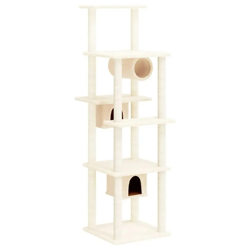 Cat Tree with Sisal Scratching Posts Cream 169 cm 171672