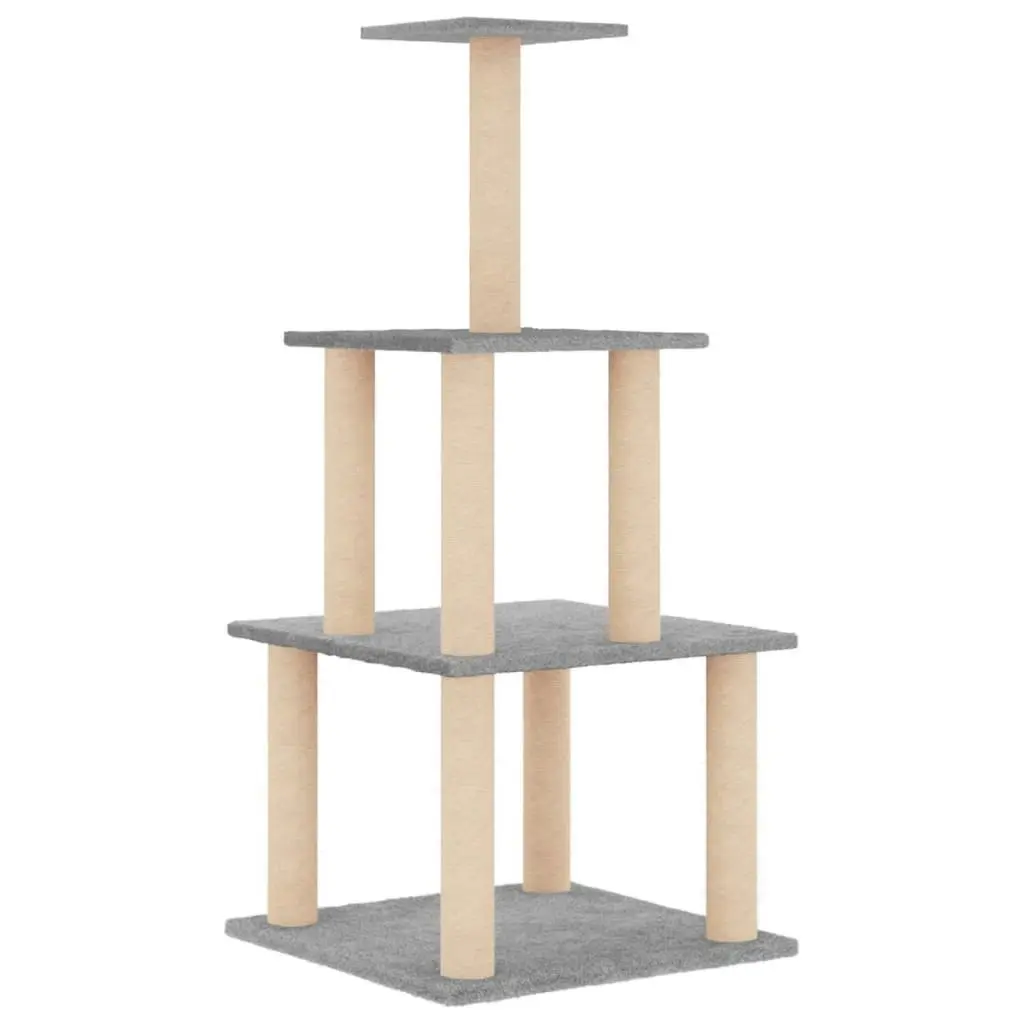 Cat Tree with Sisal Scratching Posts Light Grey 111 cm 171733