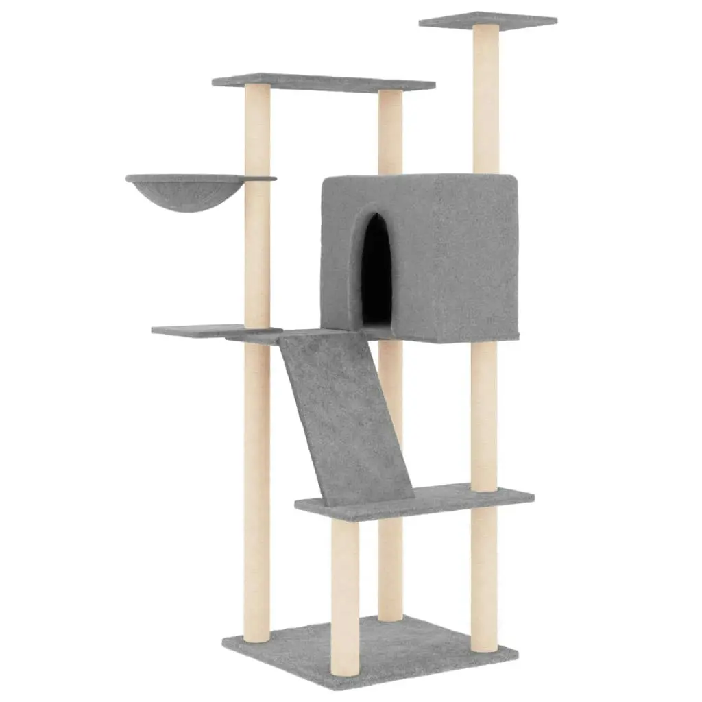 Cat Tree with Sisal Scratching Posts Light Grey 143 cm 171730