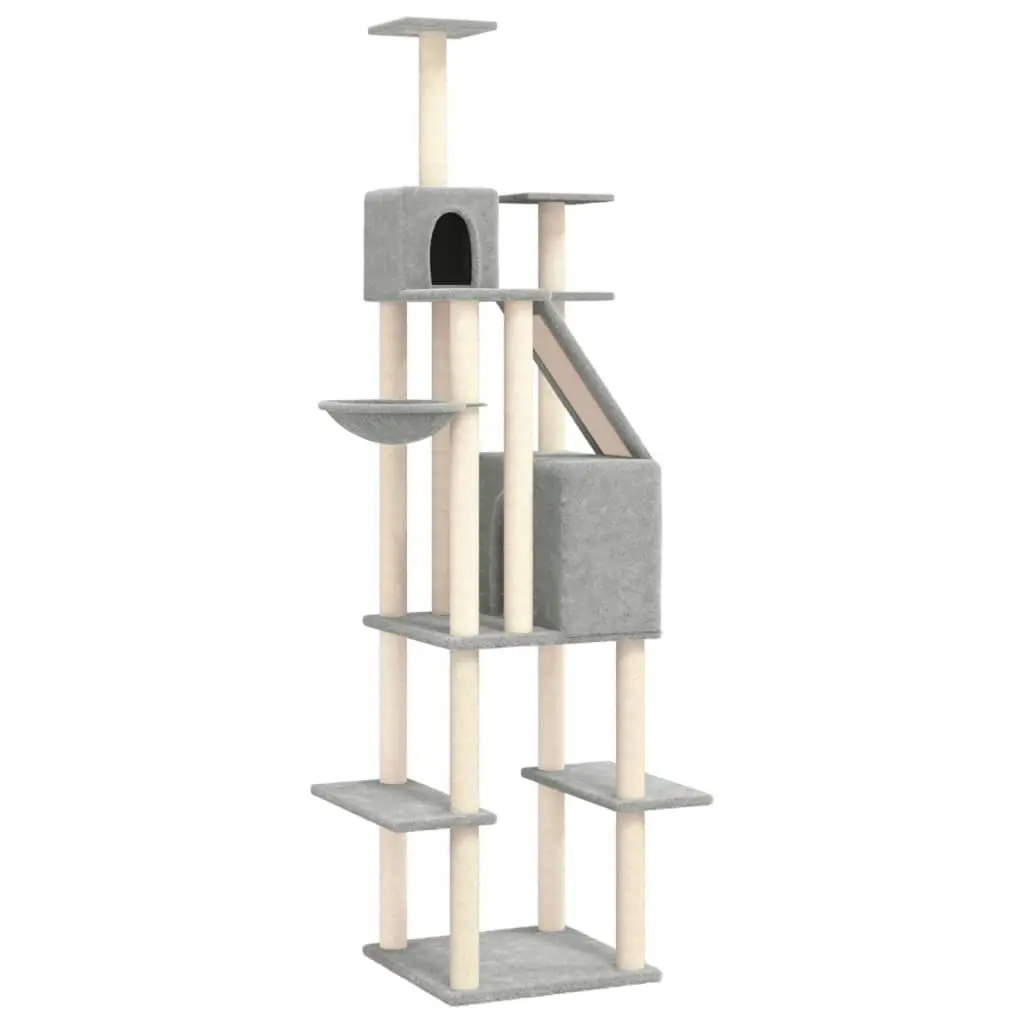 Cat Tree with Sisal Scratching Posts Light Grey 201 cm 171643