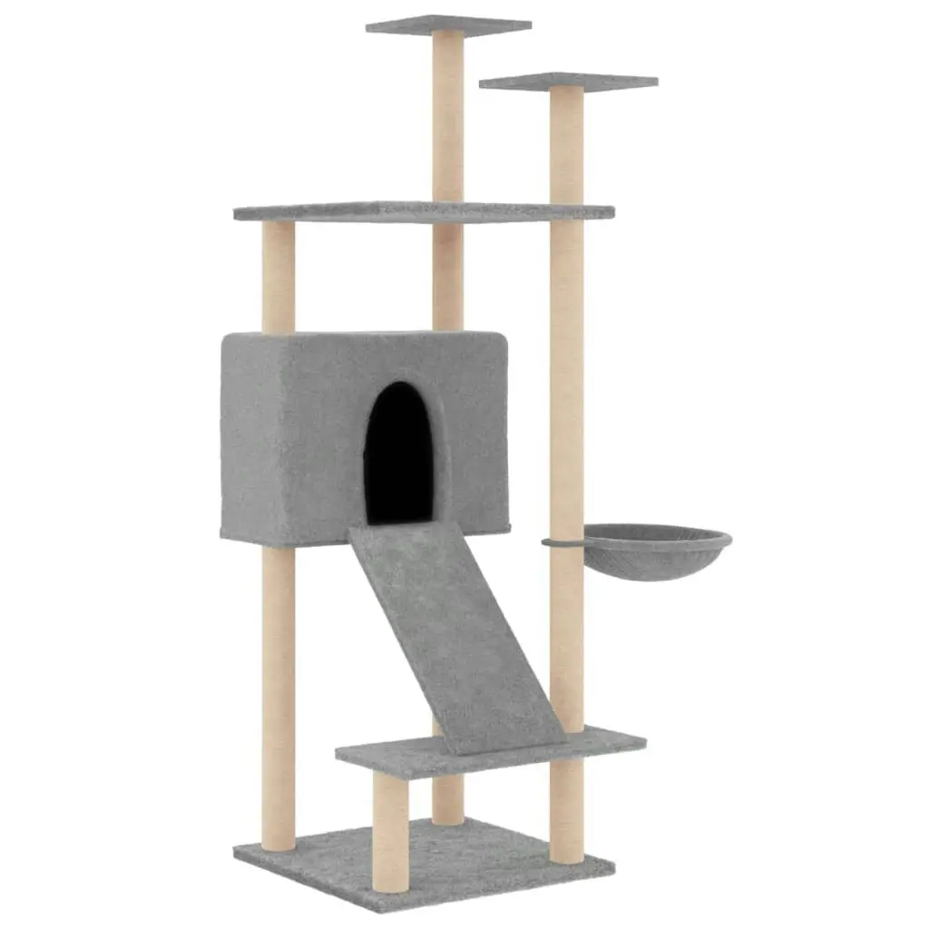 Cat Tree with Sisal Scratching Posts Light Grey 153 cm 171751