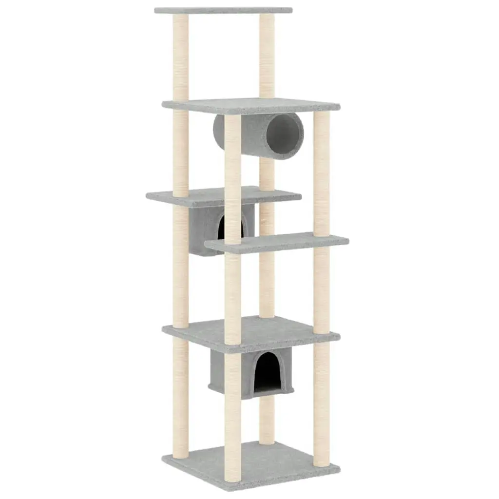 Cat Tree with Sisal Scratching Posts Light Grey 169 cm 171673