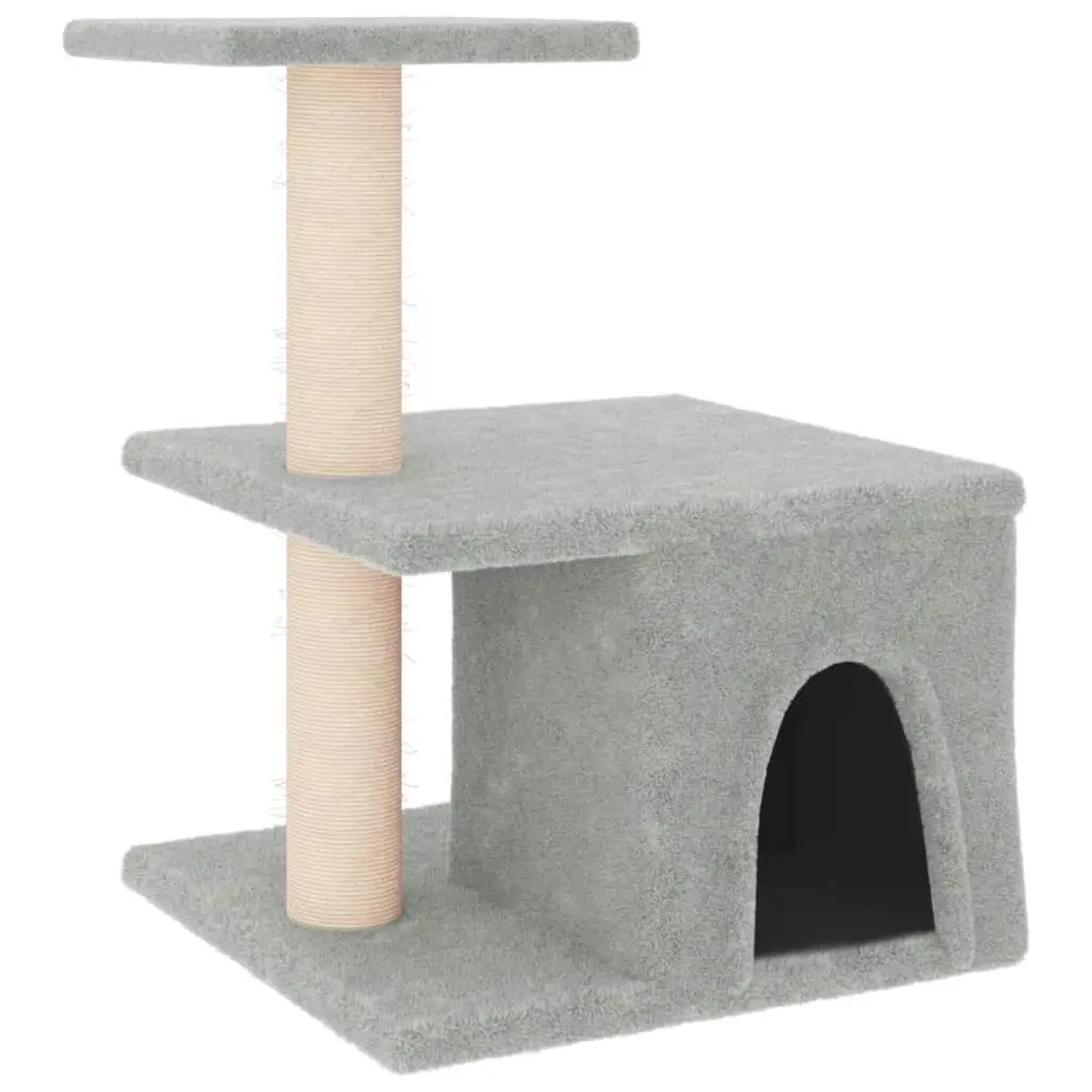 Cat Tree with Sisal Scratching Posts Light Grey 48 cm 171787