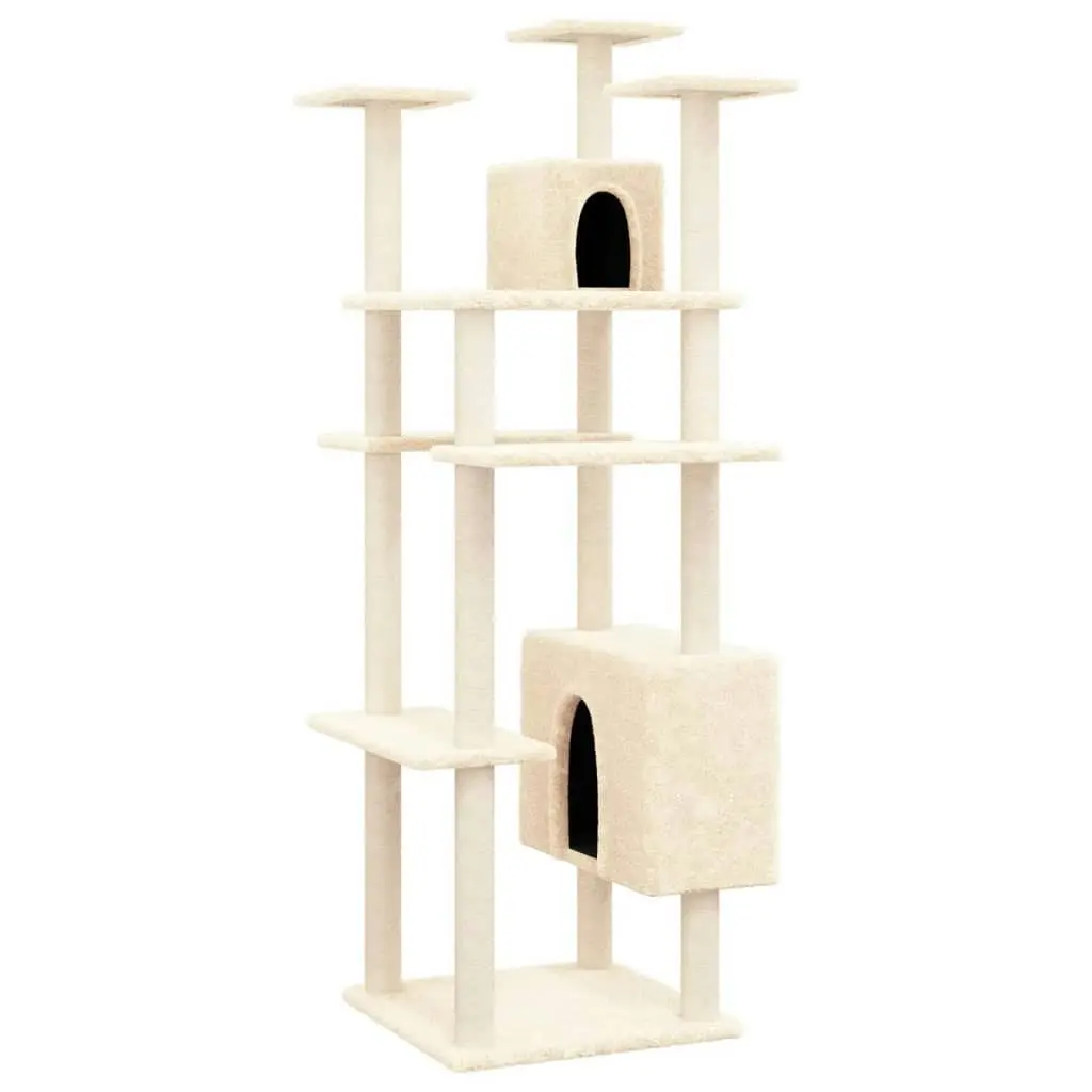 Cat Tree with Sisal Scratching Posts Cream 162 cm 171633