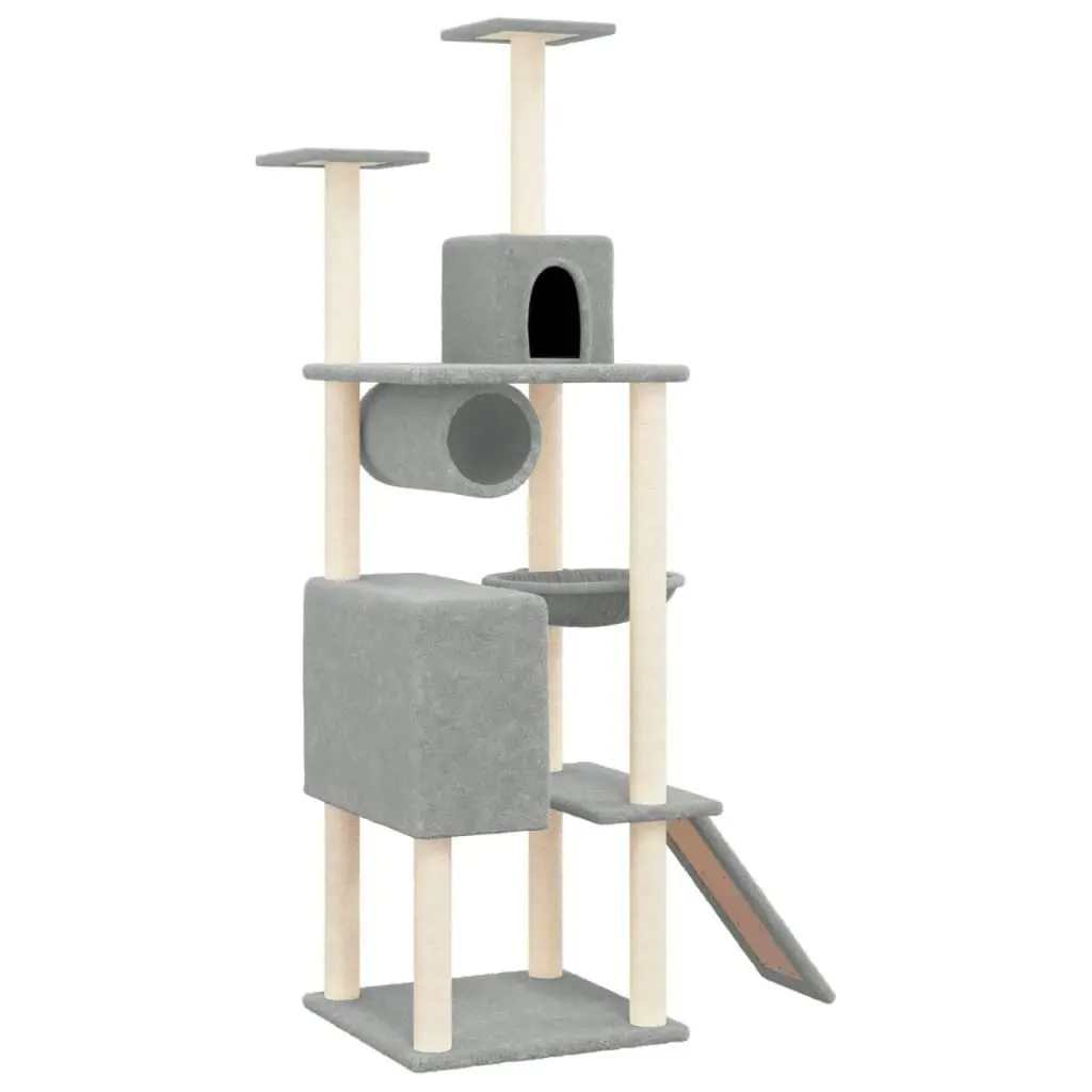 Cat Tree with Sisal Scratching Posts Light Grey 168 cm 171700