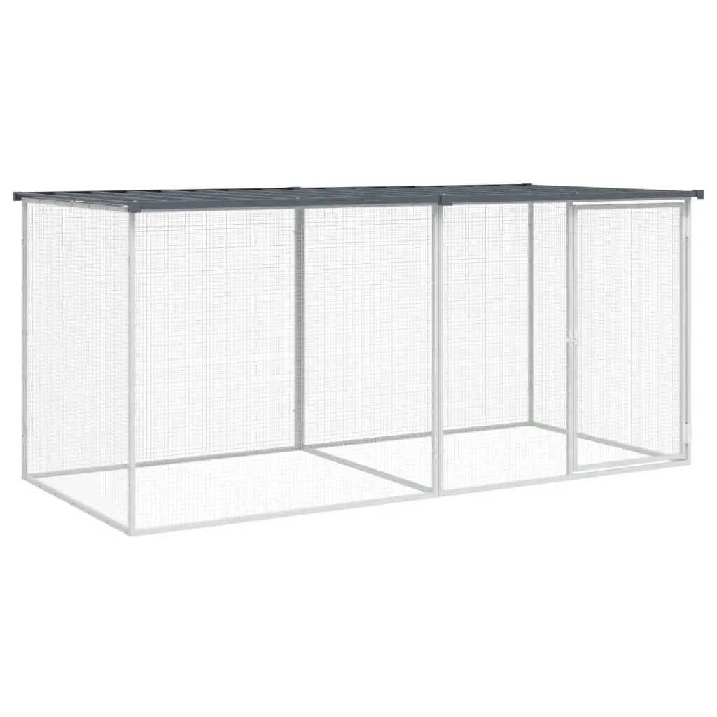 Chicken Cage with Roof Anthracite 203x98x90 cm Galvanised Steel 3189049