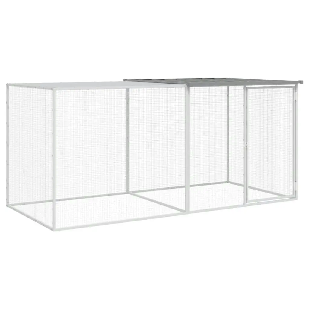 Chicken Cage with Roof Light Grey 203x98x90 cm Galvanised Steel 3189044