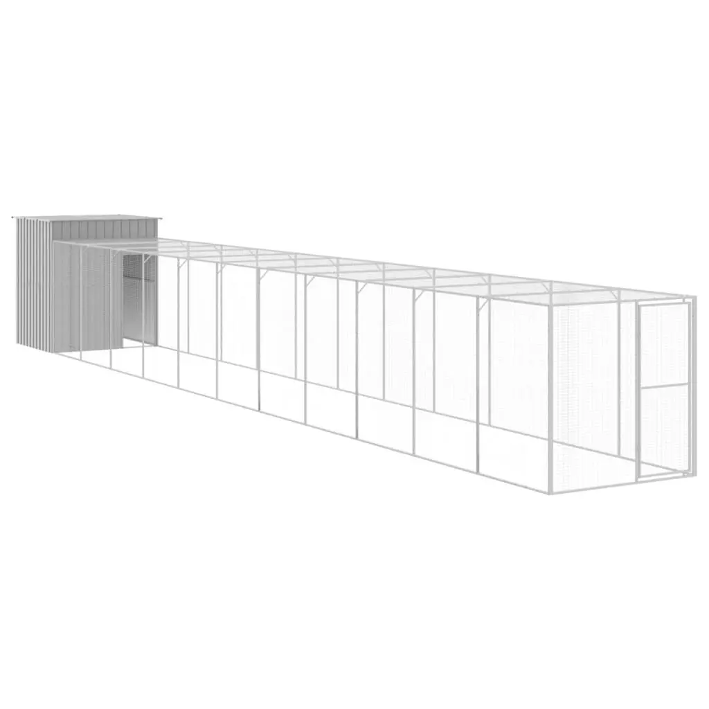 Chicken Cage with Run Light Grey 165x1271x181 cm Galvanised Steel 3189118