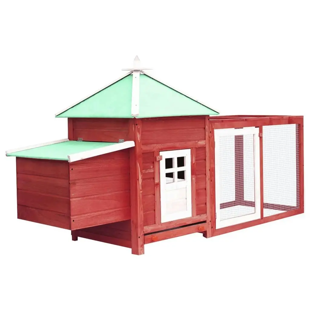 Chicken Coop with Nest Box Red 190x72x102 cm Solid Firwood 170983