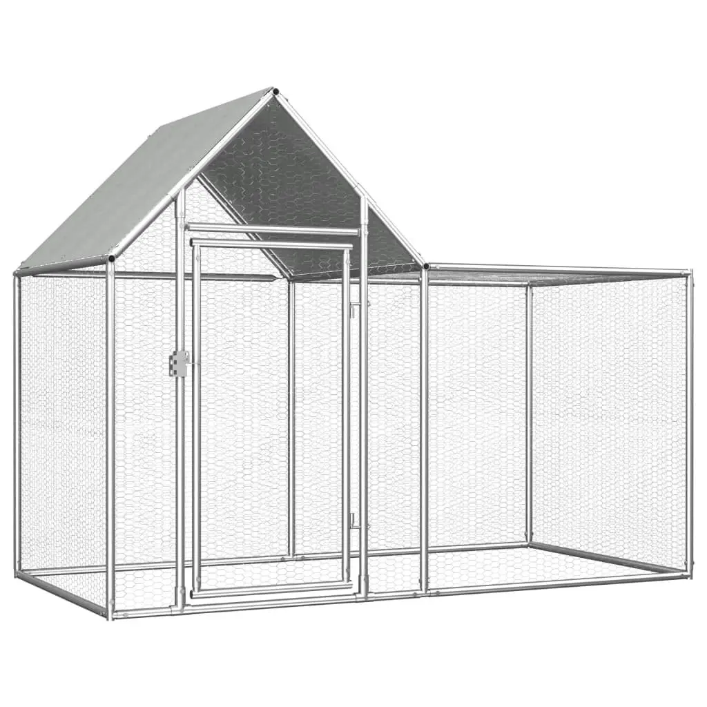 Chicken Coop 2x1x1.5 m Galvanised Steel 144553