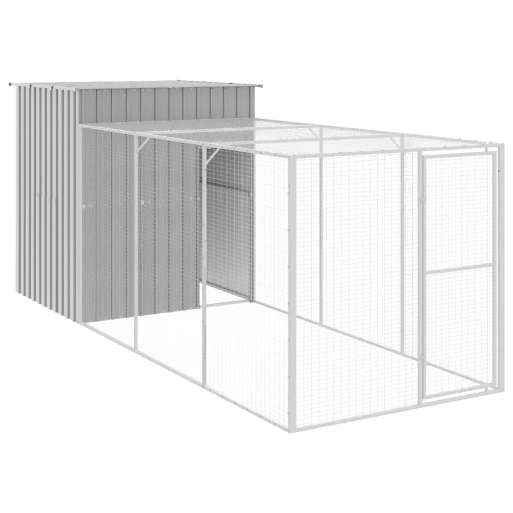 Chicken Cage with Run Light Grey 165x455x181 cm Galvanised Steel 3189114