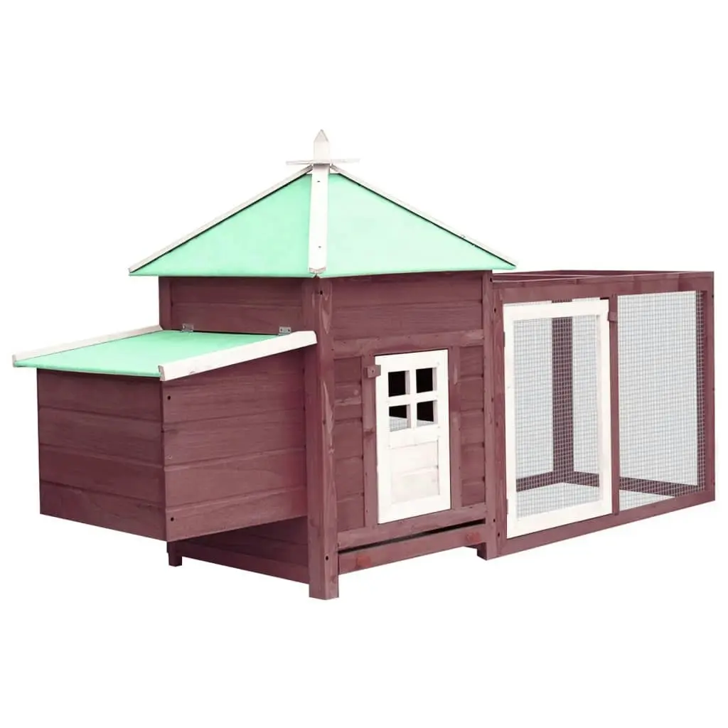 Chicken Coop with Nest Box Mocha 190x72x102 cm Solid Firwood 170982