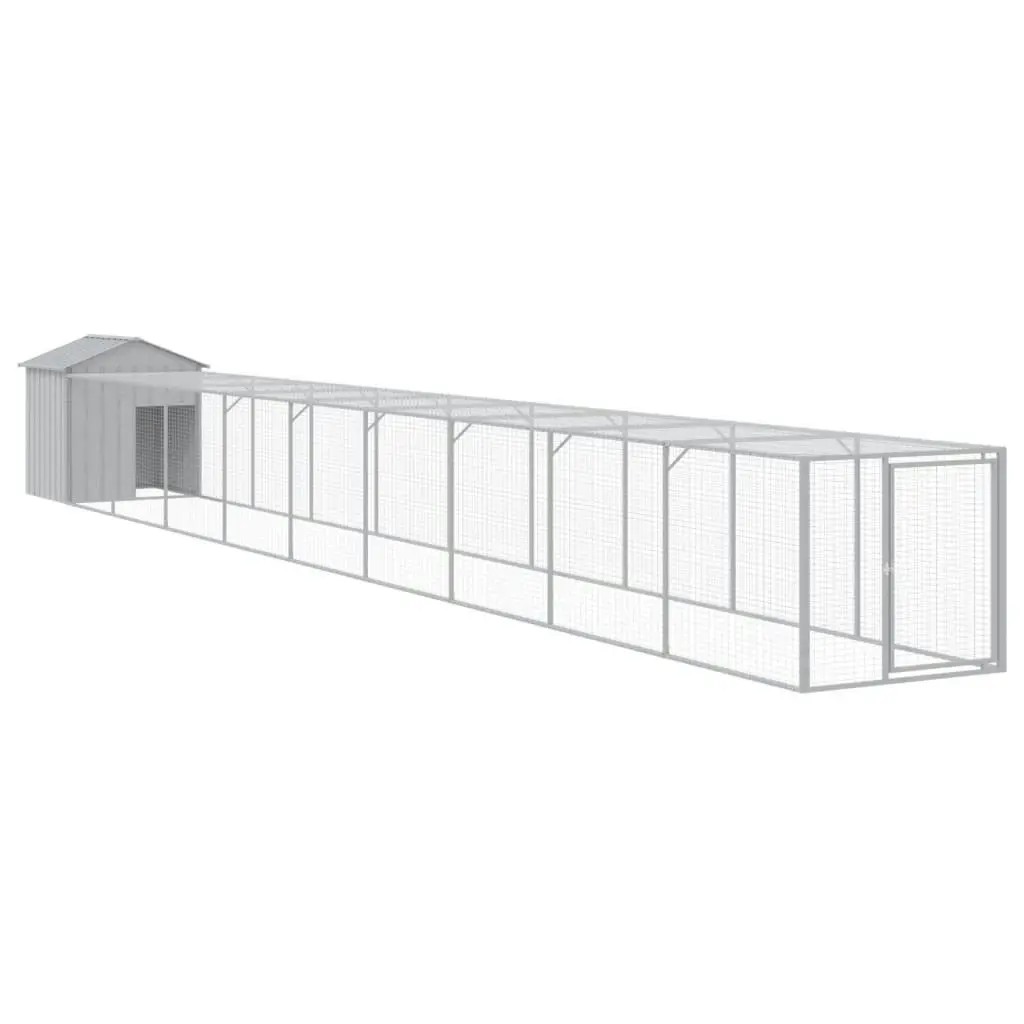 Chicken Cage with Run Light Grey 117x1017x123 cm Galvanised Steel 3189077