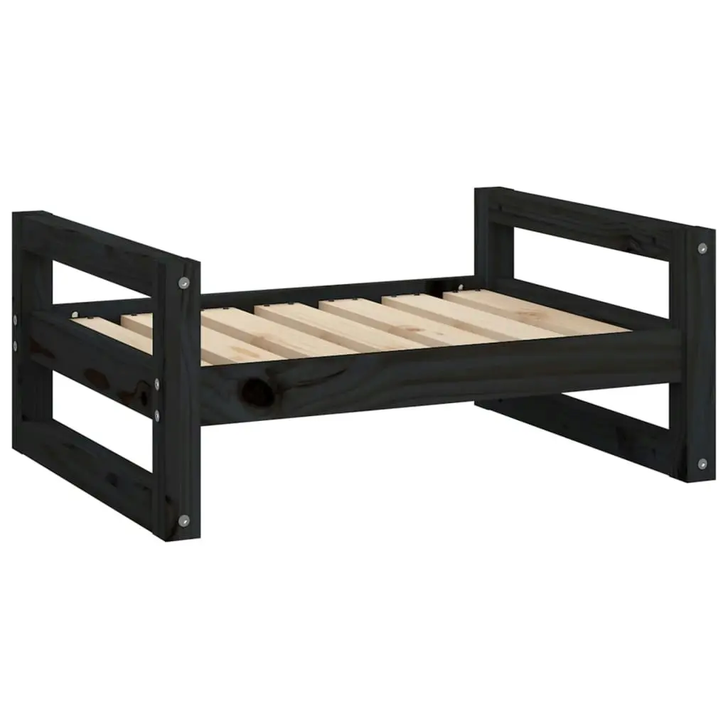 Dog Bed Black 65.5x50.5x28 cm Solid Pine Wood 821476