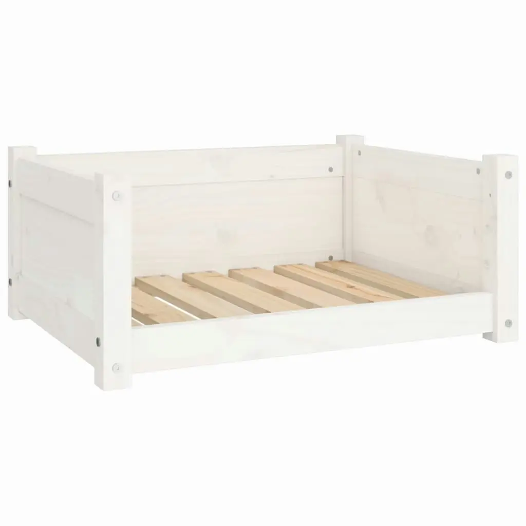 Dog Bed White 65.5x50.5x28 cm Solid Pine Wood 821448