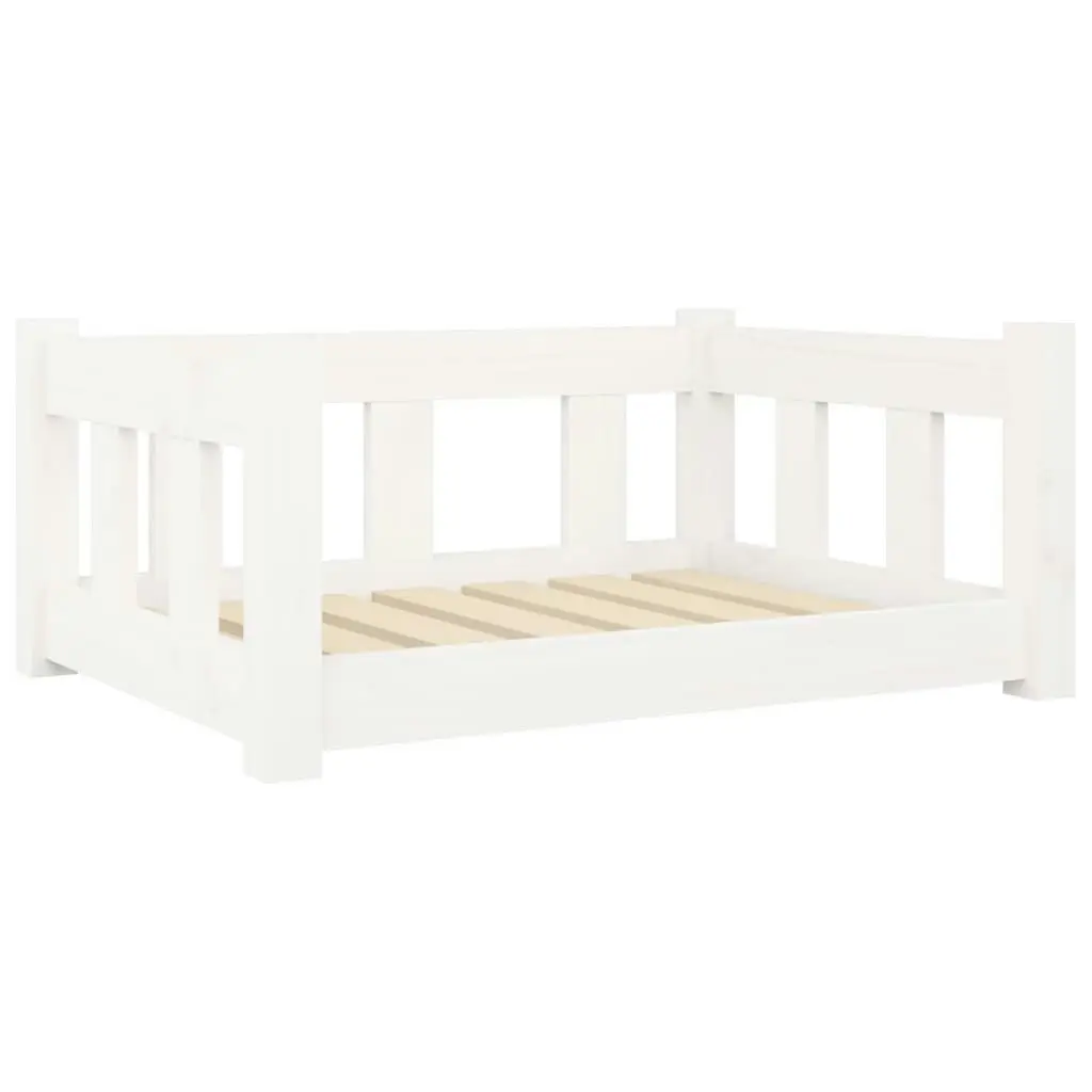 Dog Bed White 65.5x50.5x28 cm Solid Wood Pine 820188