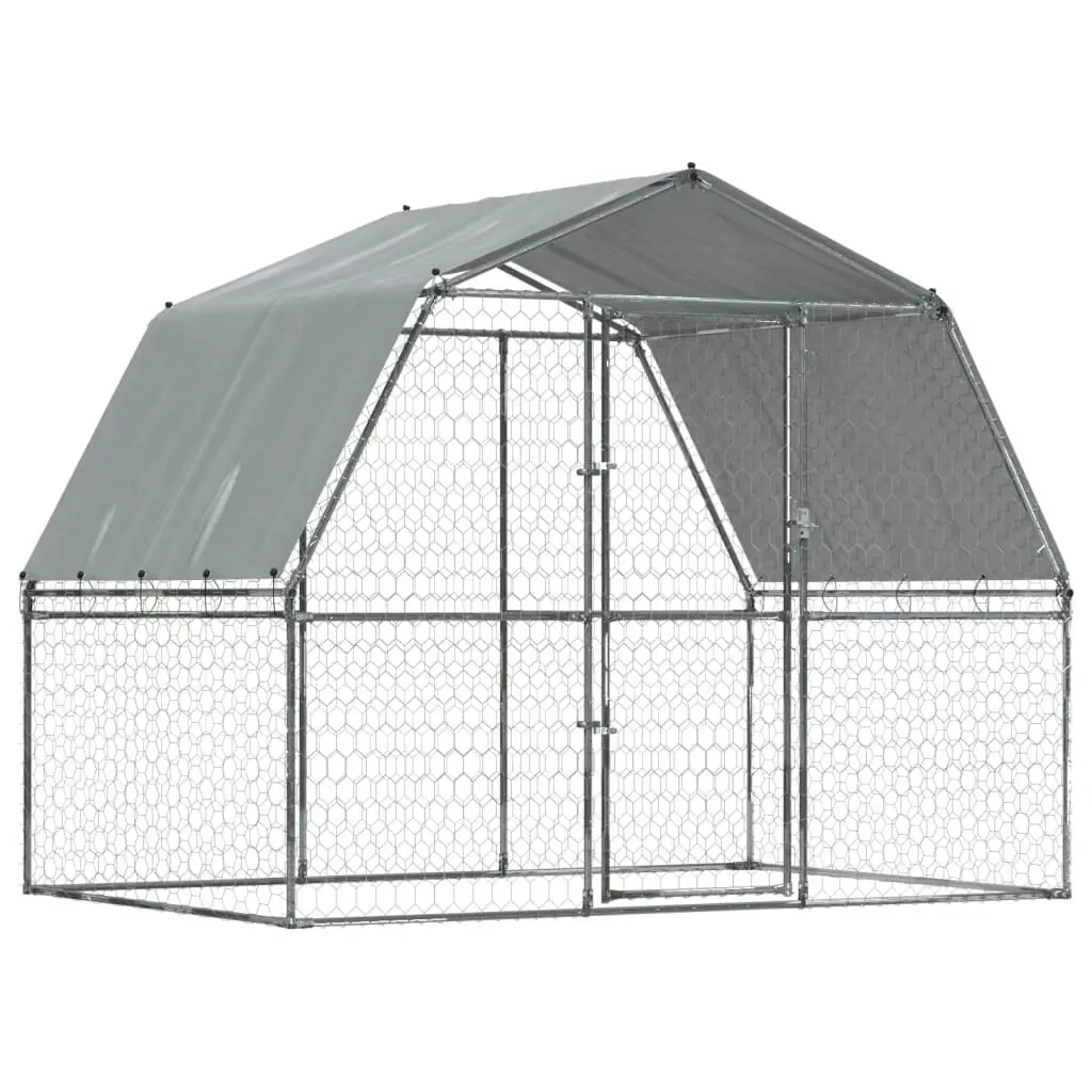 Dog Cages 2 pcs with Roof and Door Silver Galvanised Steel 3294908