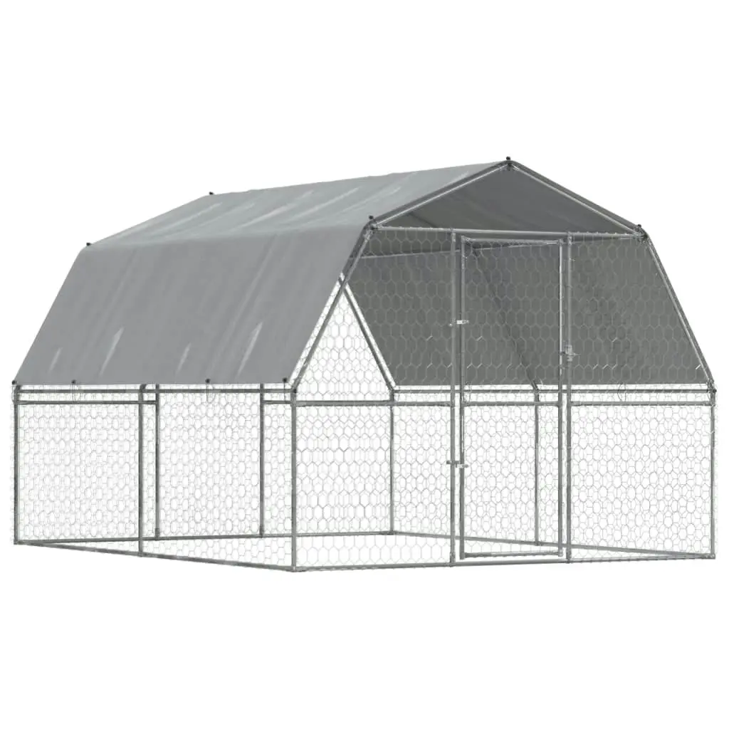 Dog Cages 2 pcs with Roof and Door Silver Galvanised Steel 3294909