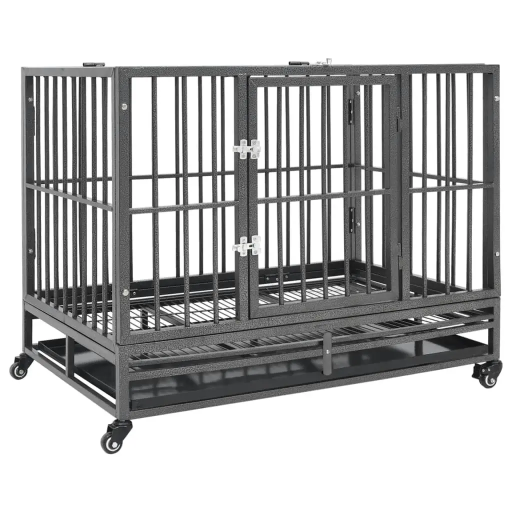 Dog Cage with Wheels Steel 92x62x76 cm 171491