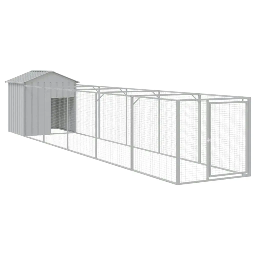 Dog House with Roof Light Grey 117x609x123 cm Galvanised Steel 3189065