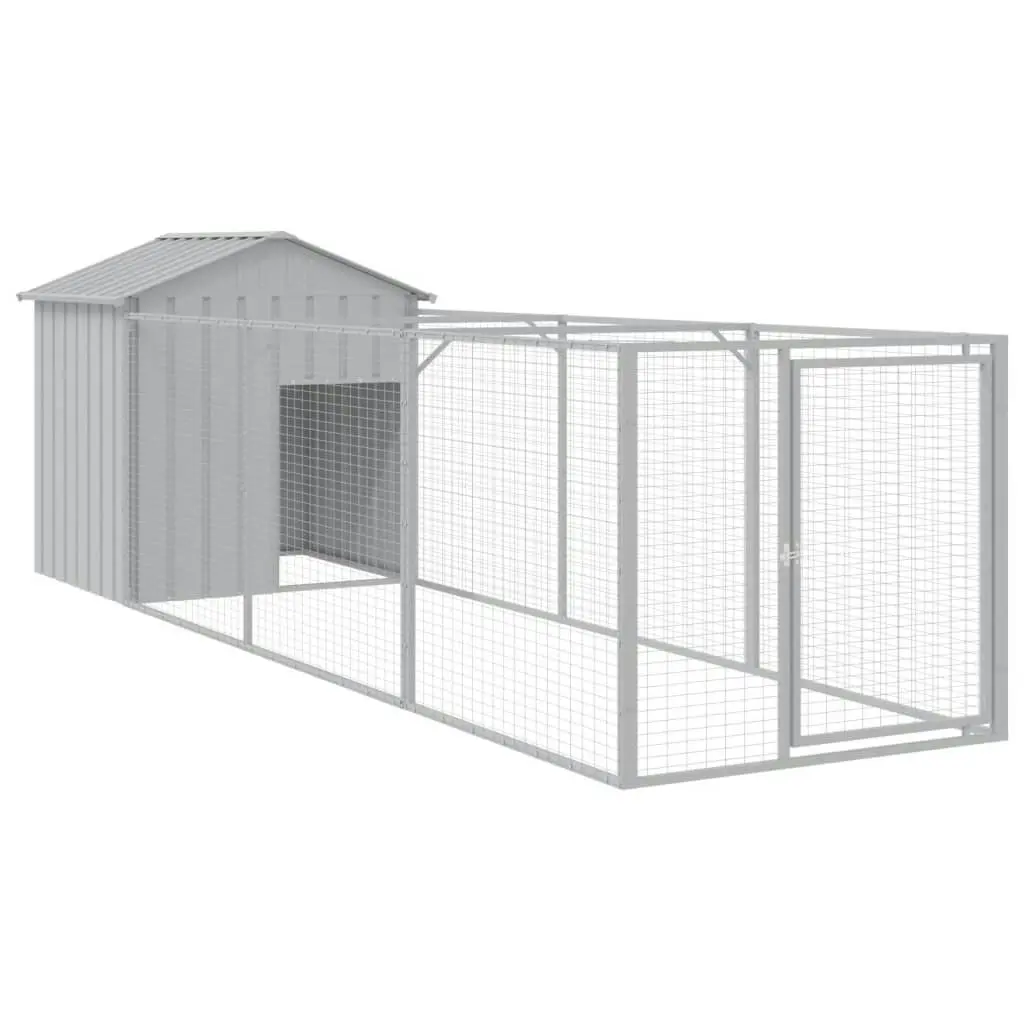 Dog House with Roof Light Grey 117x405x123 cm Galvanised Steel 3189064