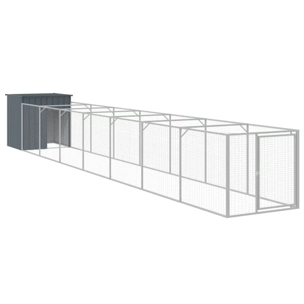 Dog House with Run Anthracite 110x813x110 cm Galvanised Steel 3189081