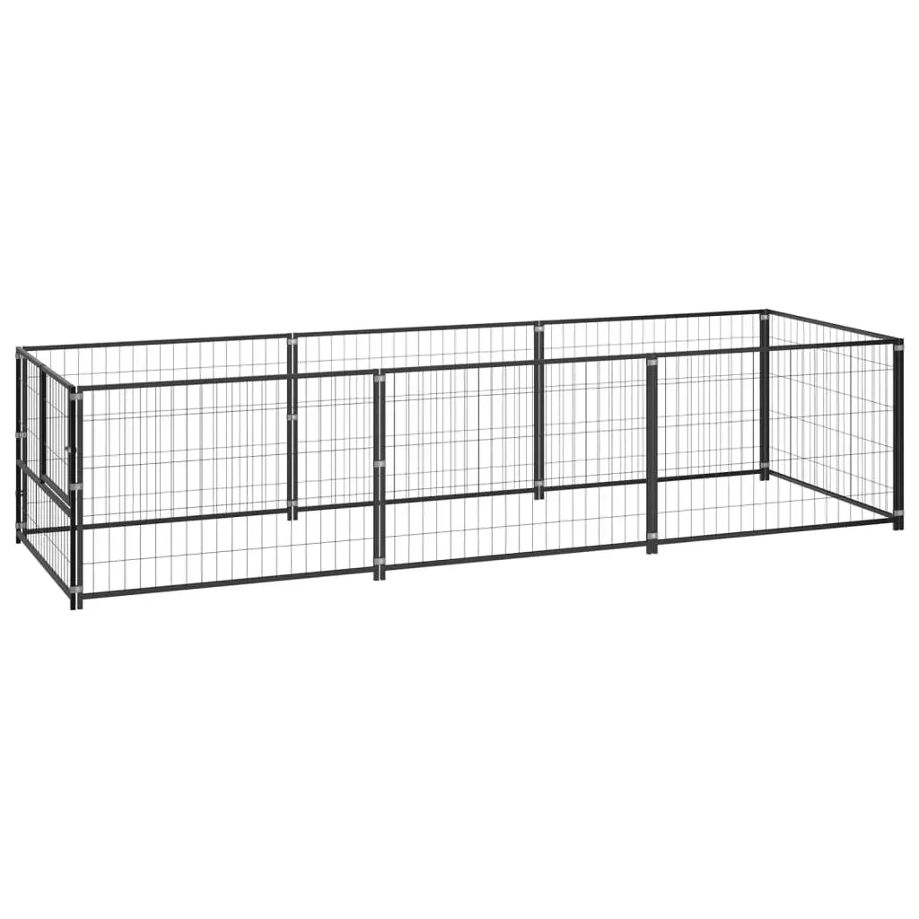 Dog Kennel Black 3 mÂ² Steel 3082093