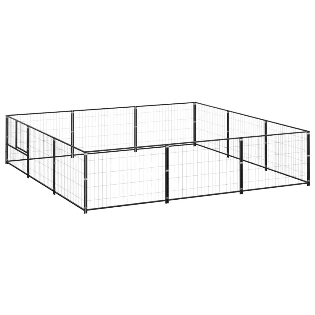 Dog Kennel Black 9 mÂ² Steel 3082127