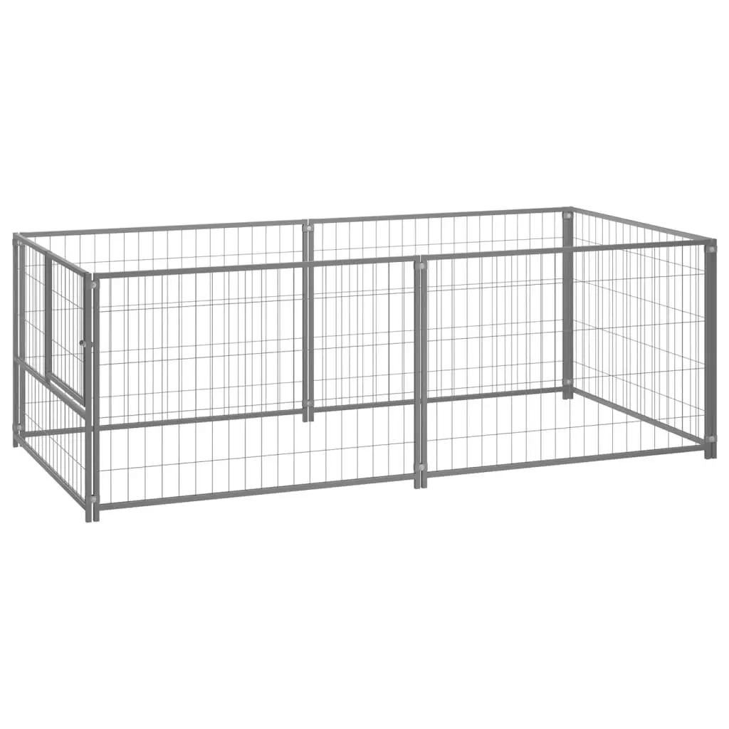 Dog Kennel Silver 200x100x70 cm Steel 150793