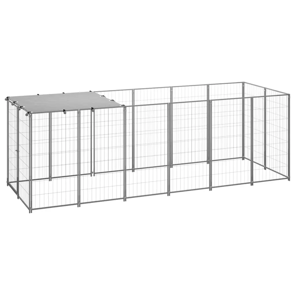 Dog Kennel Silver 330x110x110 cm Steel 150786