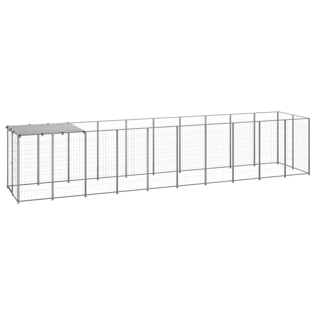 Dog Kennel Silver 6.05 mÂ² Steel 3082204