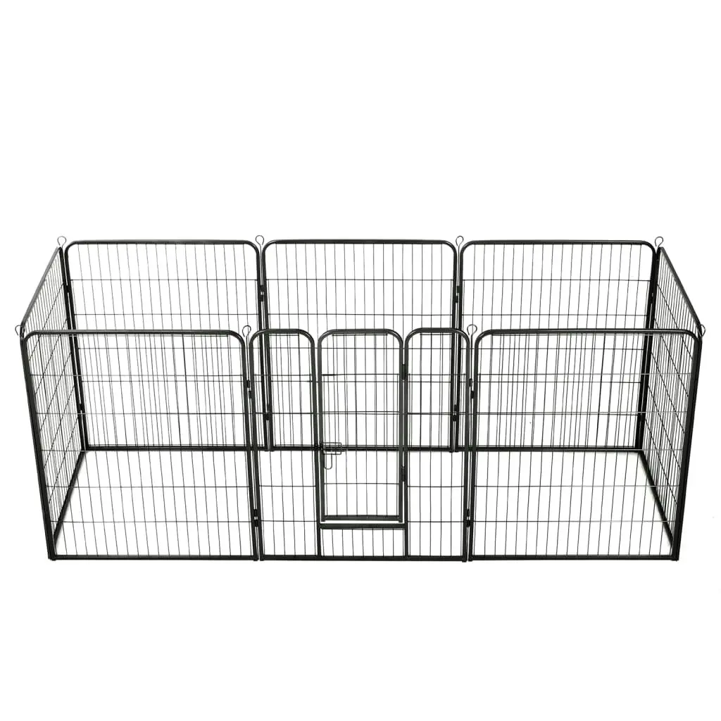 Dog Playpen 8 Panels Steel 80x100 cm Black 170574