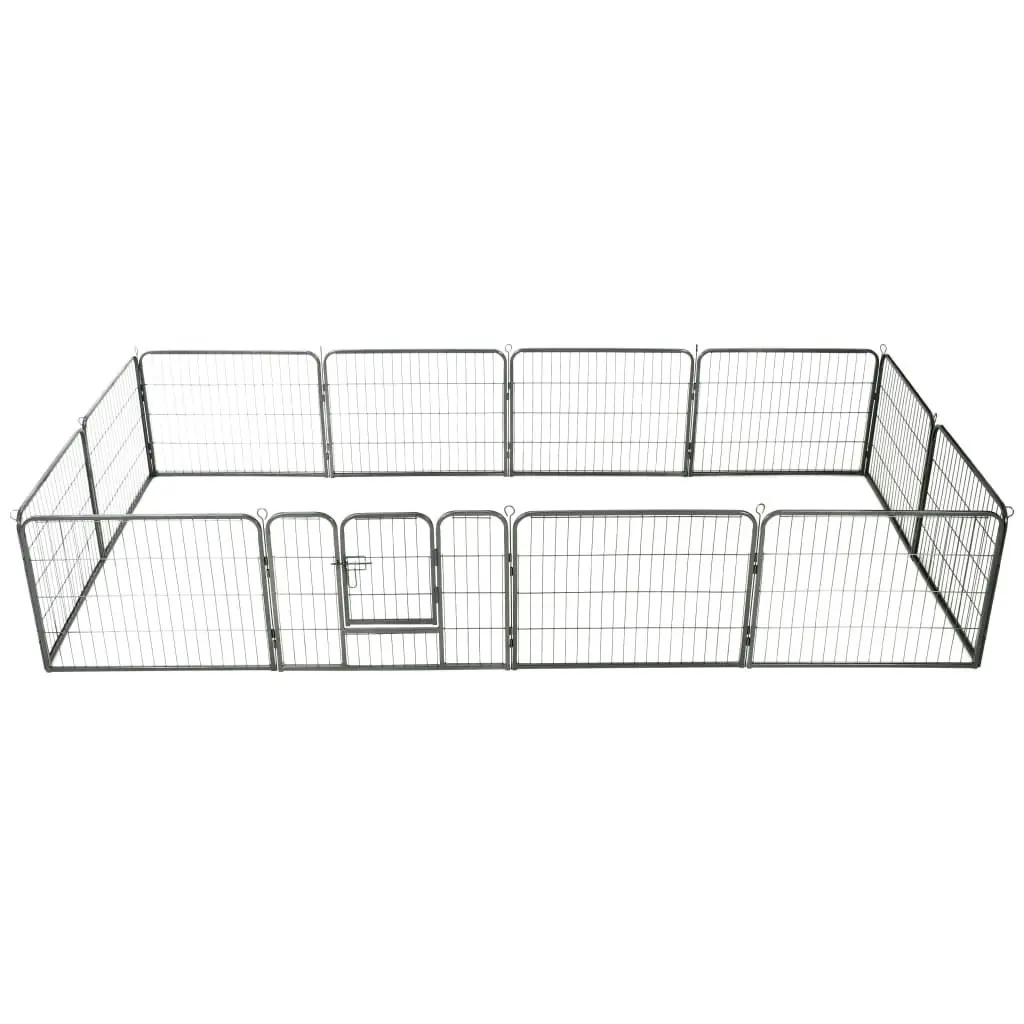 Dog Playpen 12 Panels Steel 80x60 cm Black 170573