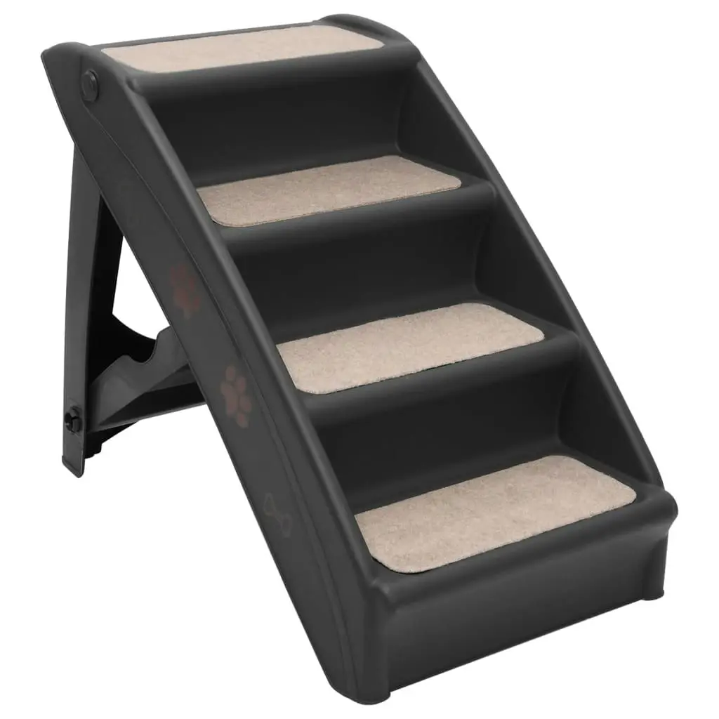 Folding Dog Stairs Black 62x40x49.5 cm 170985