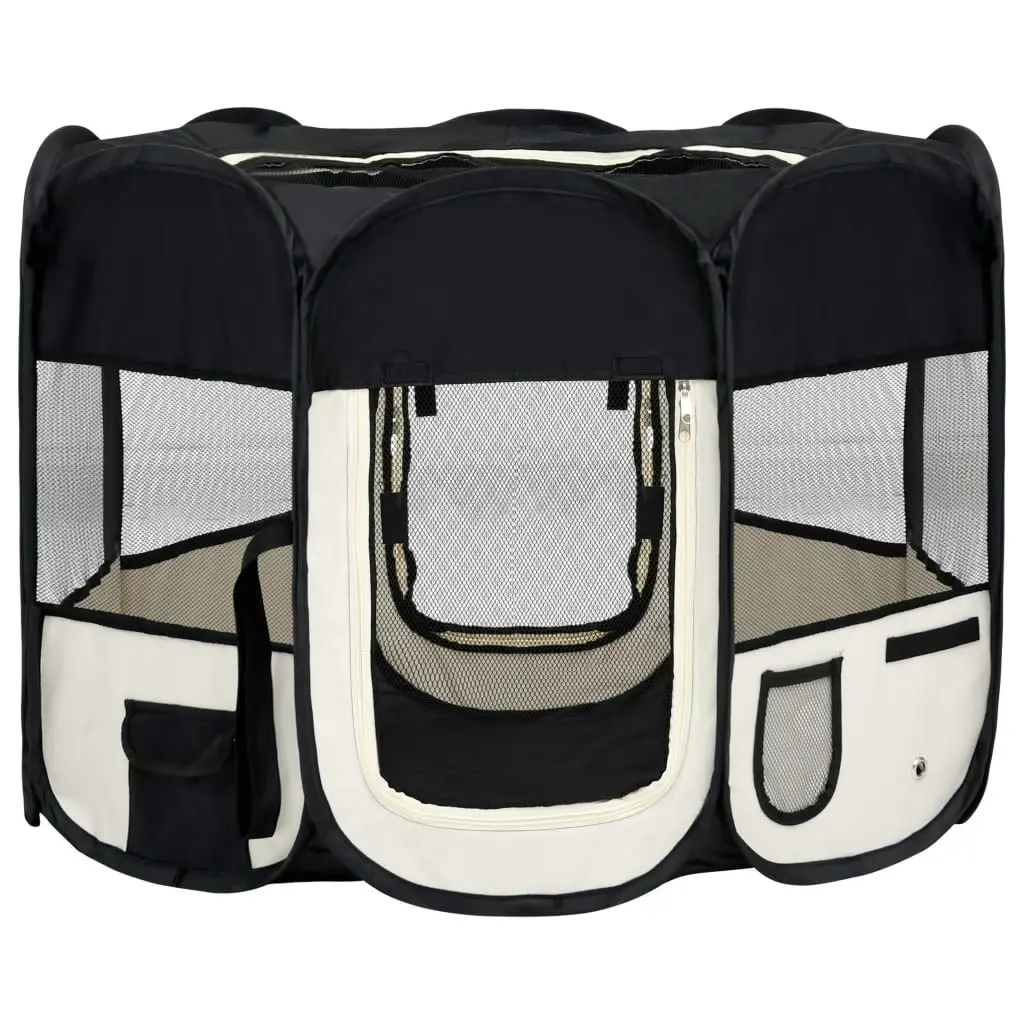 Foldable Dog Playpen with Carrying Bag Black 90x90x58 cm 171005