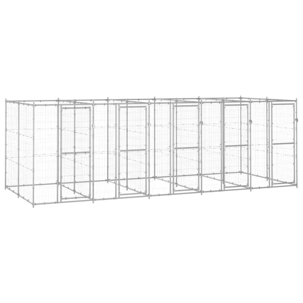 Outdoor Dog Kennel Galvanised Steel 12.1 mÂ² 3082285