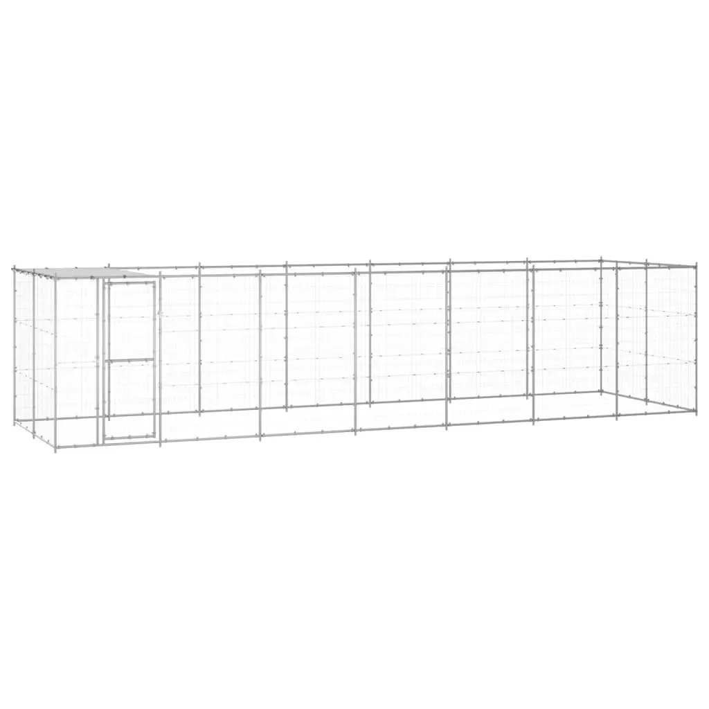 Outdoor Dog Kennel Galvanised Steel with Roof 16.94 mÂ² 3082305