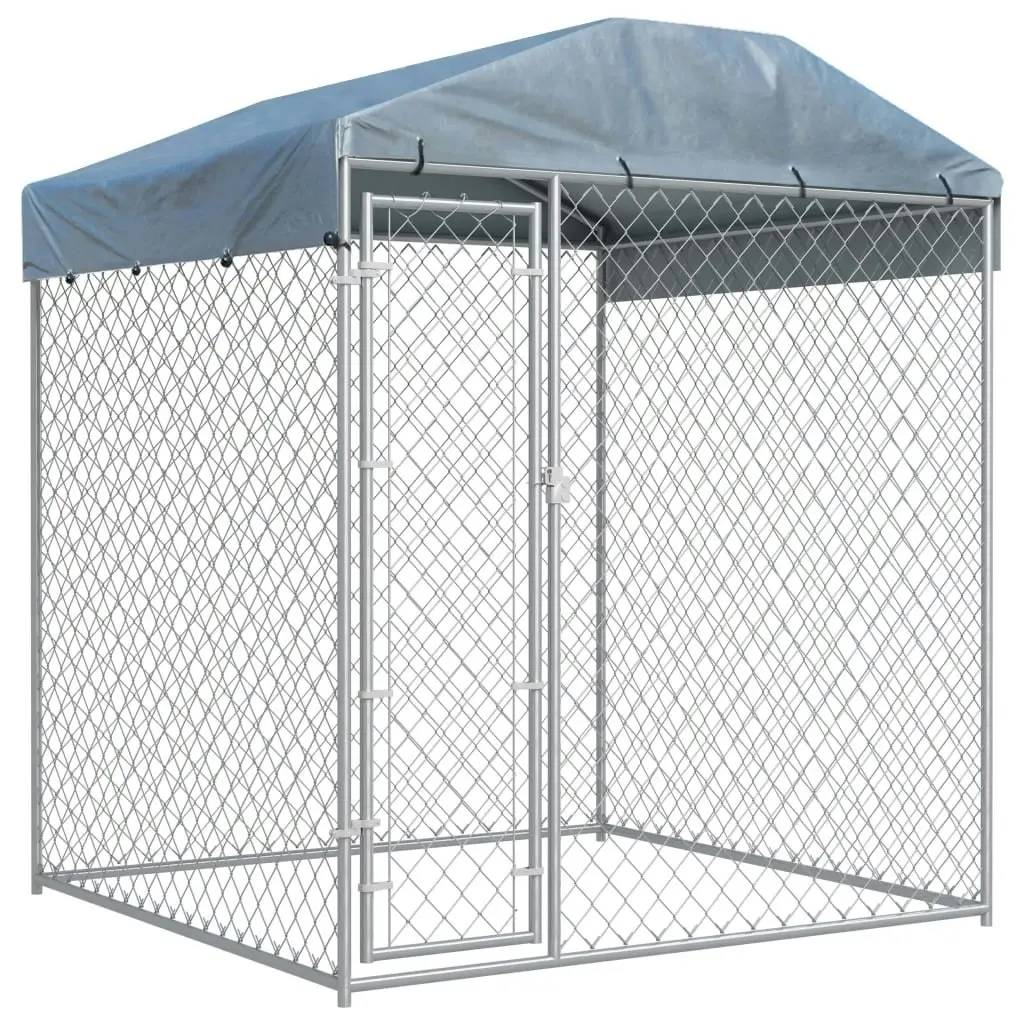 Outdoor Dog Kennel with Canopy Top 193x193x225 cm 145026