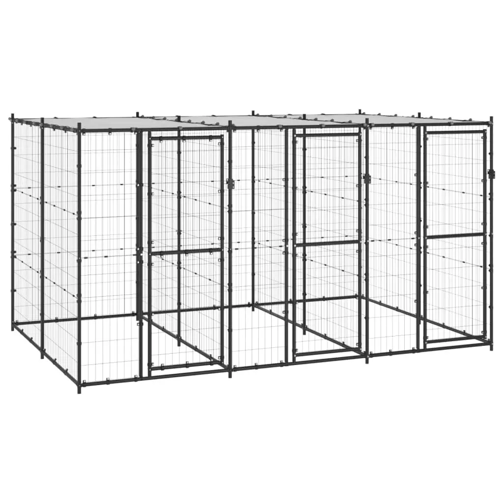 Outdoor Dog Kennel Steel with Roof 7.26 mÂ² 3082250