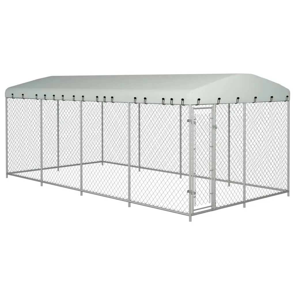 Outdoor Dog Kennel with Roof 7.6x3.8x2.3 m 144937