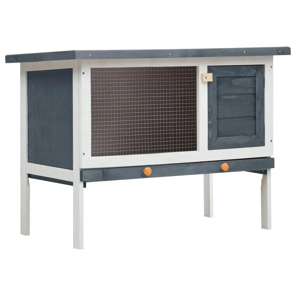 Outdoor Rabbit Hutch 1 Layer Grey Wood 170828