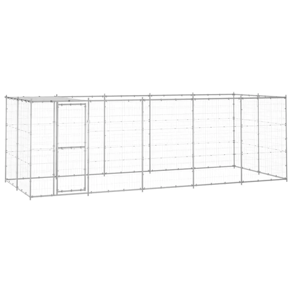 Outdoor Dog Kennel Galvanised Steel with Roof 12.1 mÂ² 3082304