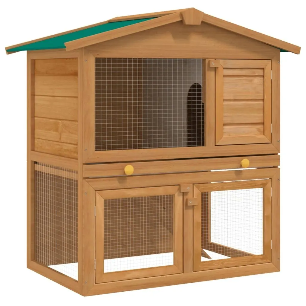 Outdoor Rabbit Hutch Small Animal House Pet Cage 3 Doors Wood 170160