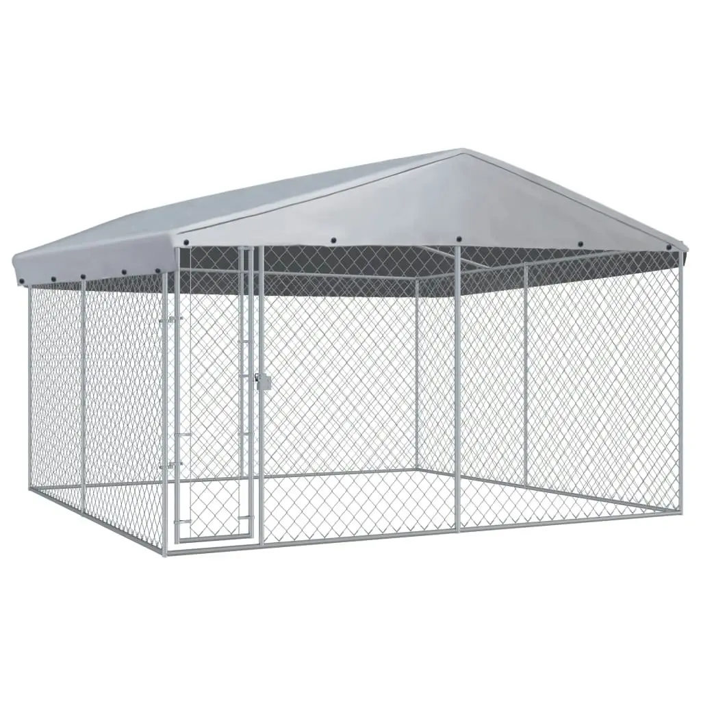 Outdoor Dog Kennel with Roof 382x382x225 cm 145029