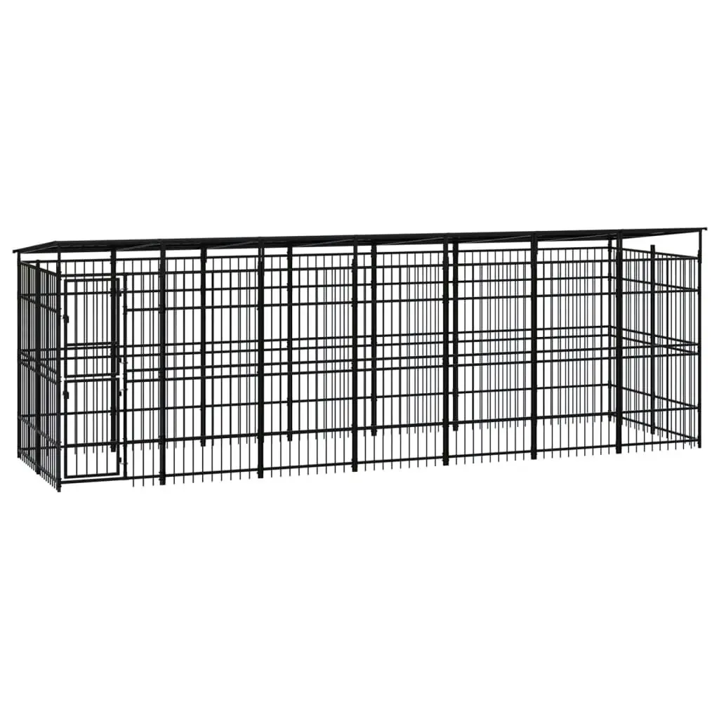 Outdoor Dog Kennel with Roof Steel 12.9 mÂ² 3097970