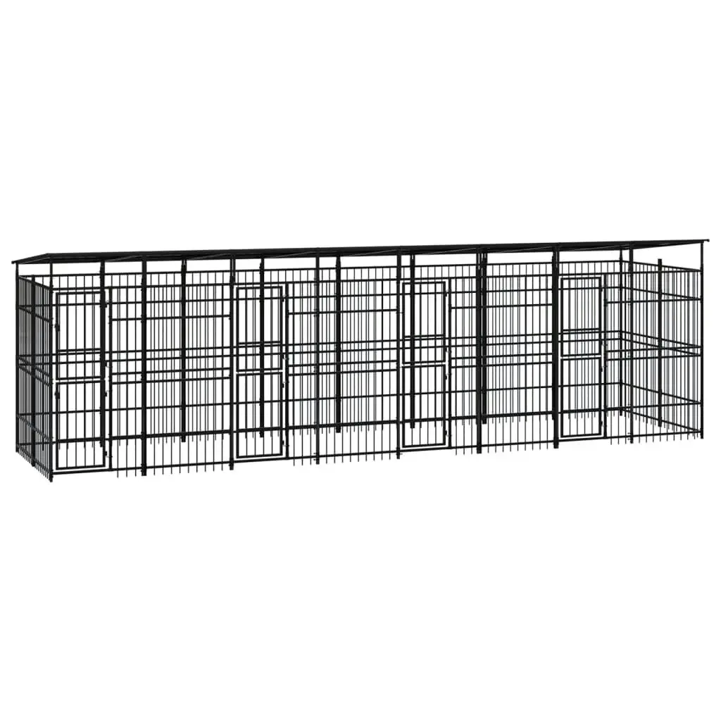 Outdoor Dog Kennel with Roof Steel 14.75 mÂ² 3098016