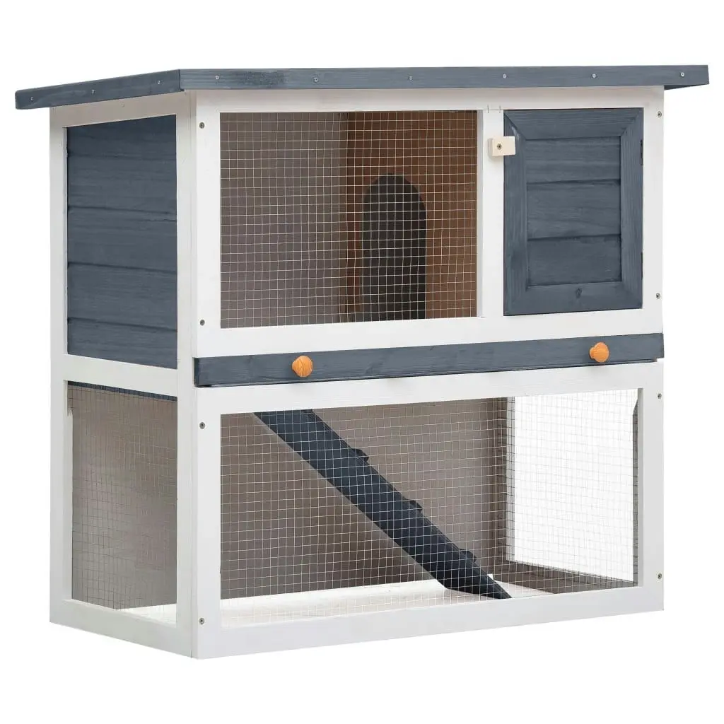 Outdoor Rabbit Hutch 1 Door Grey Wood 170831